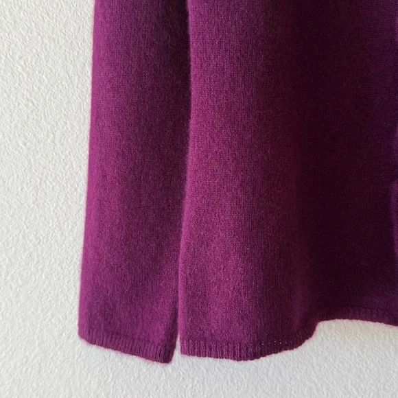 Charter Club 100% Cashmere Ruffle Front Button Cardigan Sweater Large Purple - Picture 5 of 9
